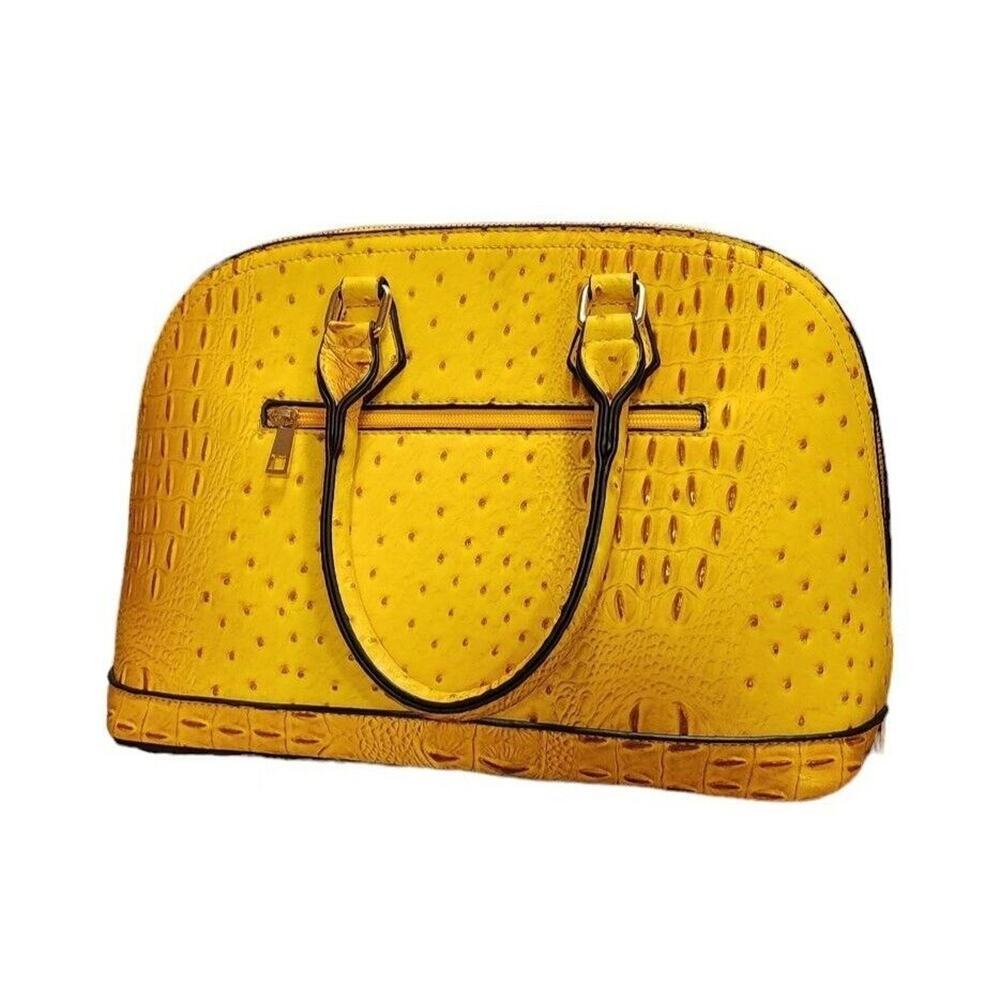 Unbranded Yellow Ostrich Design PVC Clutch Crossover Bag Purse 14 X 10 X 7
